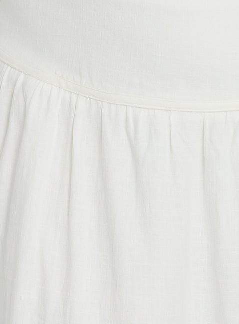 Heart Of Gold Linen Blend Midi Skirt White Curve in womens-skirts with length product Princess Polly
