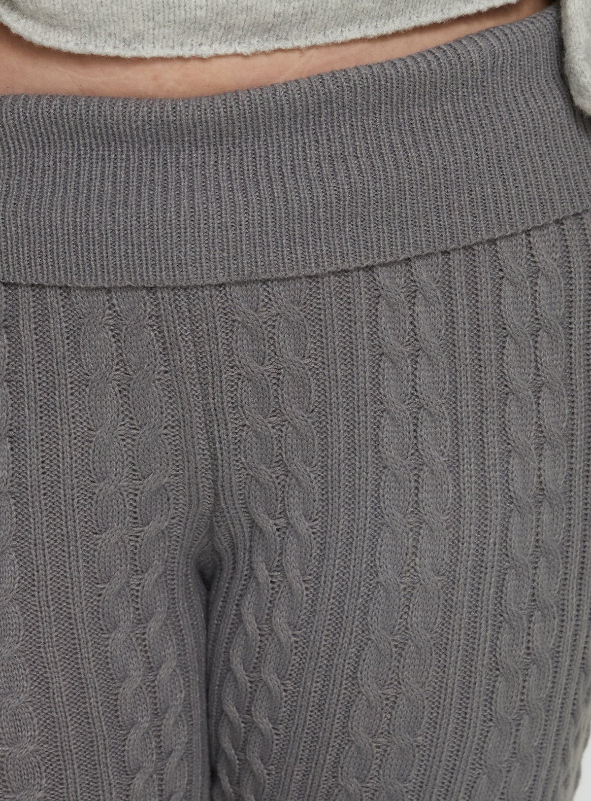 product Princess Polly Baleigh Cable Knit Foldover Pants Grey Curve High Rise Pants Pants 