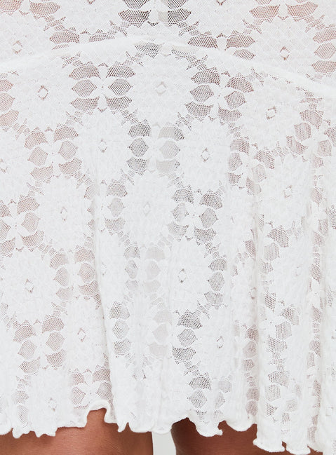 Beautiful Elphie Sheer Lace Midi Skirt White womens-skirts in midi length Princess Polly