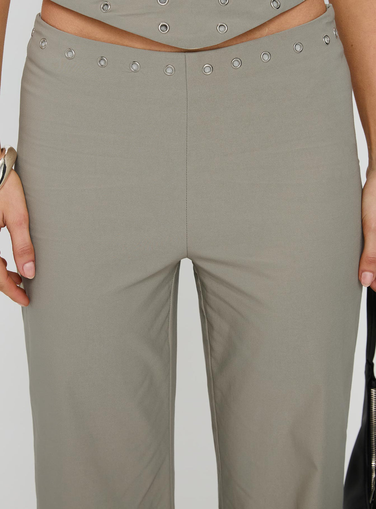 back view of model wearing Princess Polly Passionette Pants Olive Pants 