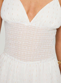 Guessing Game Ruched Romper White