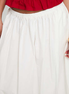 back view of model wearing Princess Polly Felipa Maxi Skirt White Maxi Skirts Skirts 