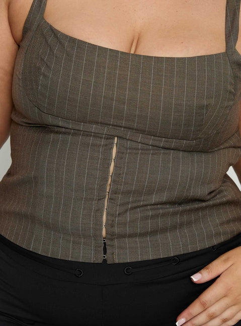 Nylen Tailored Suiting Top Brown Pinstripe Curve