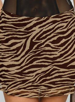 product Princess Polly Feed The Soul Mini Skirt Brown / Zebra Mini Skirts Skirts 