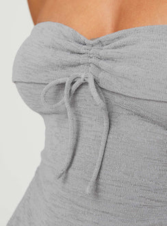 back view of model wearing Princess Polly Laurenita Longline Tube Top Grey Sleeveless Sweetheart 
