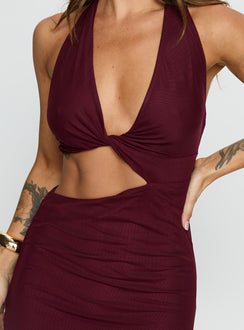 Novalee Keyhole Maxi Dress Burgundy