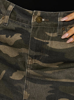 Browse the Nicolina Low Rise Denim Mini Skirt Camo in womens-skirts Princess Polly
