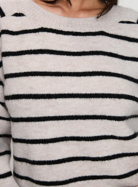 product Princess Polly Souvenirs Knit Sweater Grey Stripe Jumpers 