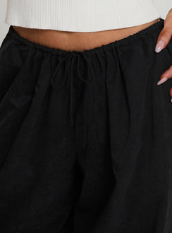 Crafted from Bungala Oversized Relaxed Pants Black Tall wide-leg womens regular pants in mid-rise detail Princess Polly