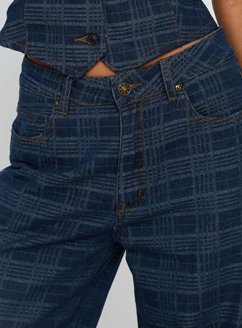 product Princess Polly Top Model Low Rise Straight Leg Jeans Indigo Plaid Mid Rise Jeans Jeans 