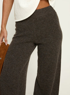 back view of model wearing Princess Polly Karee Knit Pants Brown High Rise Pants Pants 