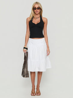 Cascades Low Rise Midi Skirt White