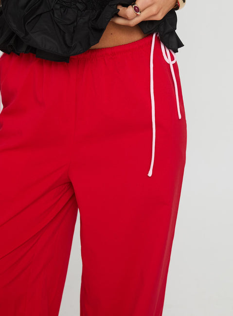 Sweet As Sugar Bow Pants Red / Pink High Rise Pants Pants 