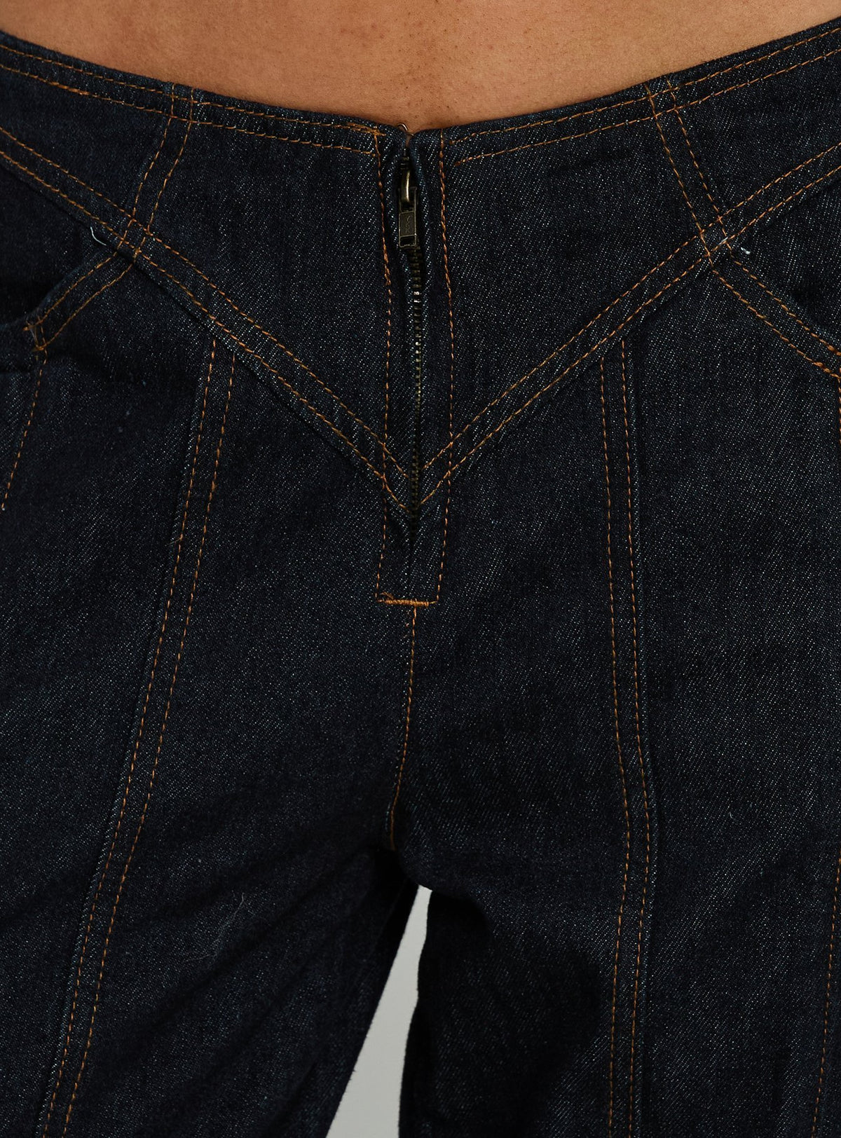 Featuring the Daydream Tie Up Jeans Dark Denim womens-jeans in low-rise product Princess Polly
