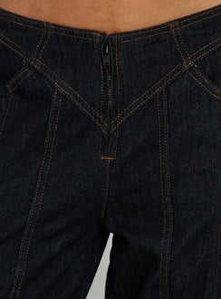 Featuring the Daydream Tie Up Jeans Dark Denim womens-jeans in low-rise product Princess Polly