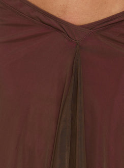 Shop the Erinhadi Midi Skirt Brown / Pink womens-skirts with midi length detail Princess Polly