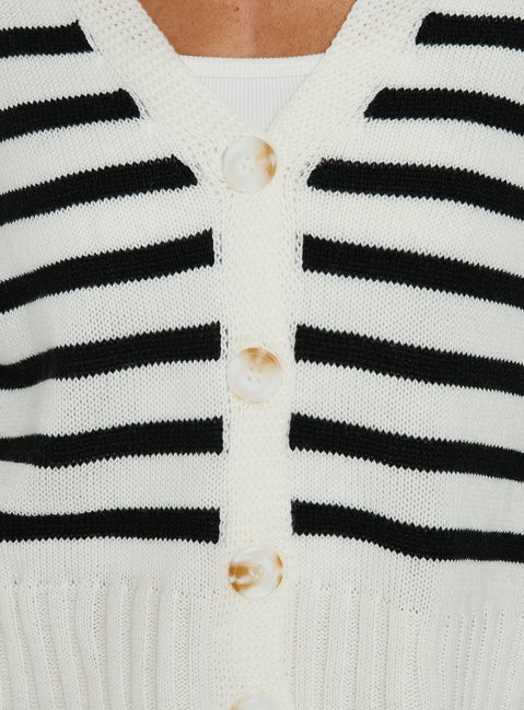 Karlson Striped Cardigan Cream / Black