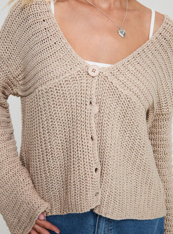 product Princess Polly Maela Knit Cardigan Mocha Cropped Jumpers Jumpers 