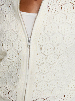product Princess Polly Sirena Zip Through Knit Sweater Cream Jumpers 
