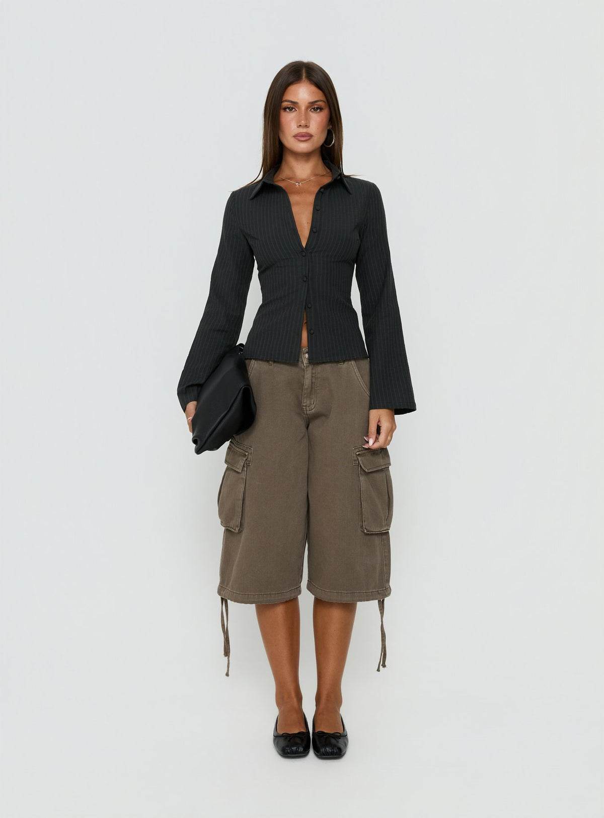 Anni Pinstripe Shirt Black