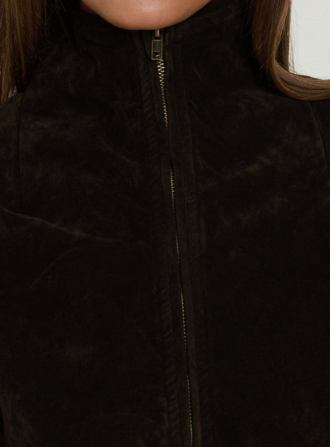 Dalmazia Funnel Neck Jacket Chocolate