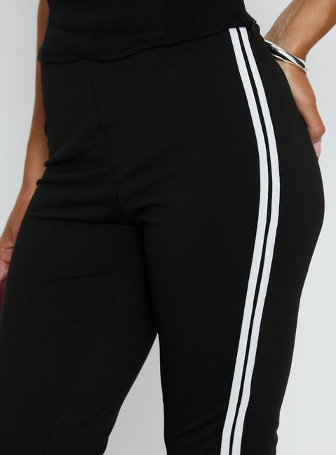 back view of model wearing Princess Polly Jobey Capri Pants Black High Rise Pants Pants 