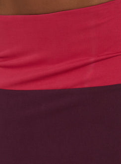 Irisah Splice Midi Skirt Red / Plum