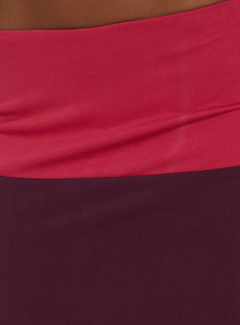 Irisah Splice Midi Skirt Red / Plum