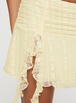 product Princess Polly Maidie Lace Asymmetric Ruffle Mini Skirt Cream Mini Skirts Skirts 
