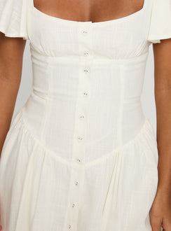 back view of model wearing Princess Polly Forever More Mini Dress White Square Neck 