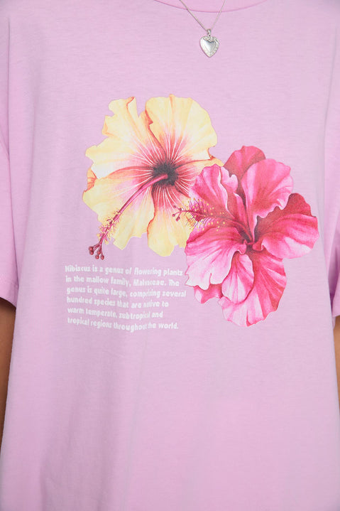product Princess Polly Hibiscus Haven Oversized Tee Pink Half Sleeves Crew Neck 