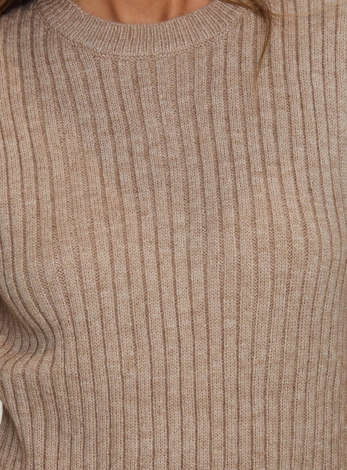 back view of model wearing Princess Polly Jessabell Rib Sleeveless Top Mocha Longline Jumpers Jumpers 