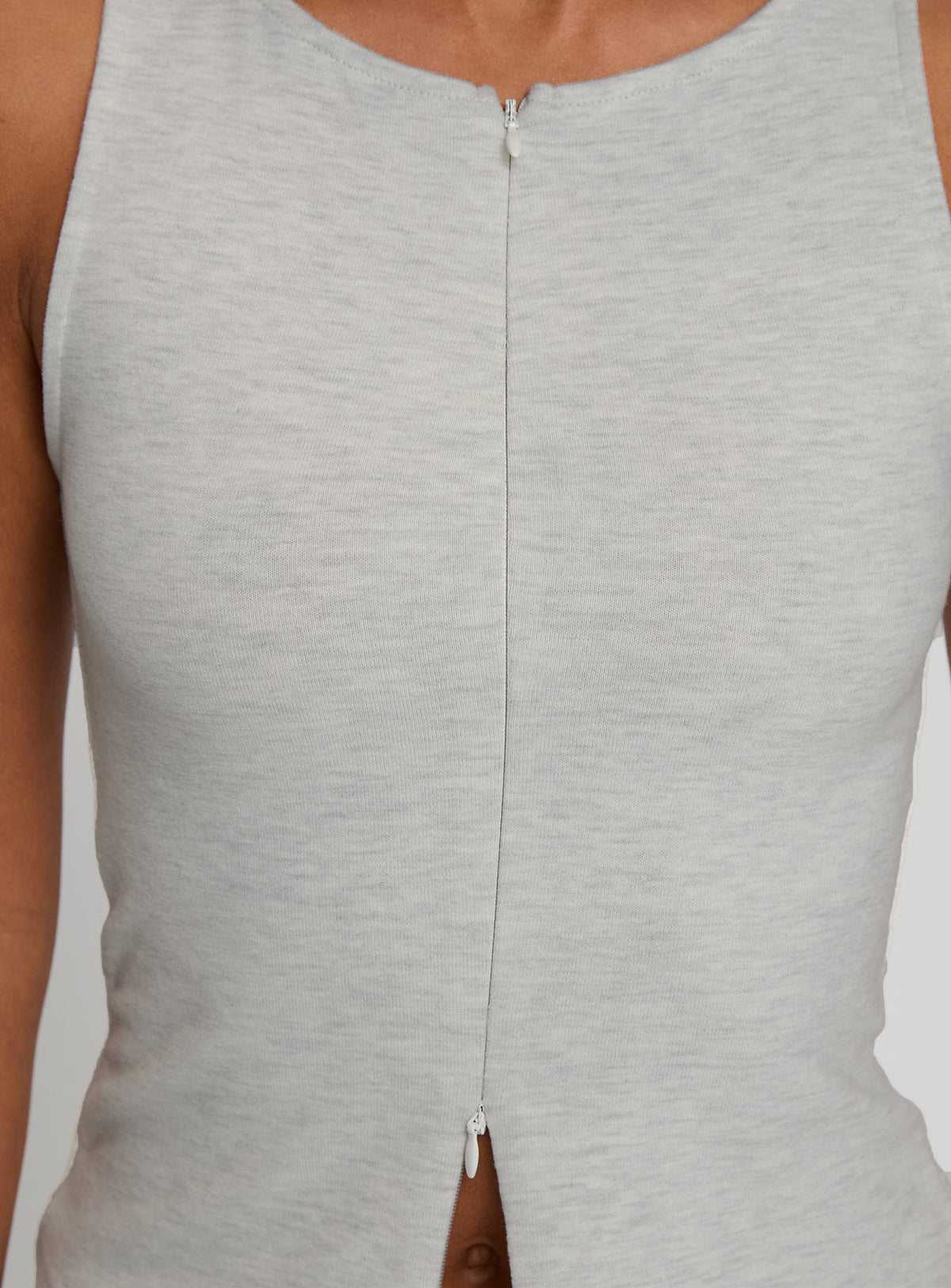 product Princess Polly Kortez Zip Through Top Grey Marle Sleeveless Crew Neck 