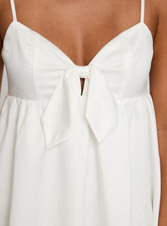back view of model wearing Princess Polly Wilmina Mini Dress White Sweetheart Neckline 