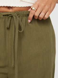back view of model wearing Princess Polly Parklea Pants Sage Mid Rise Pants Pants 