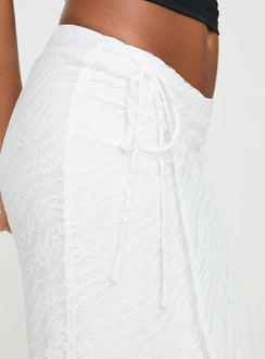 back view of model wearing Princess Polly Ring Her Up Lace Wrap Maxi Skirt White Maxi Skirts Skirts 