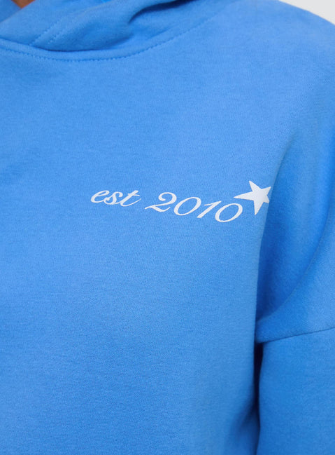 product Princess Polly Princess Polly Hooded Sweatshirt Bubble Text Blue / White Jumpers 