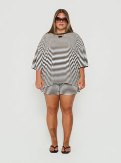 Selvina Terry Towelling Shorts Multi Stripe Curve