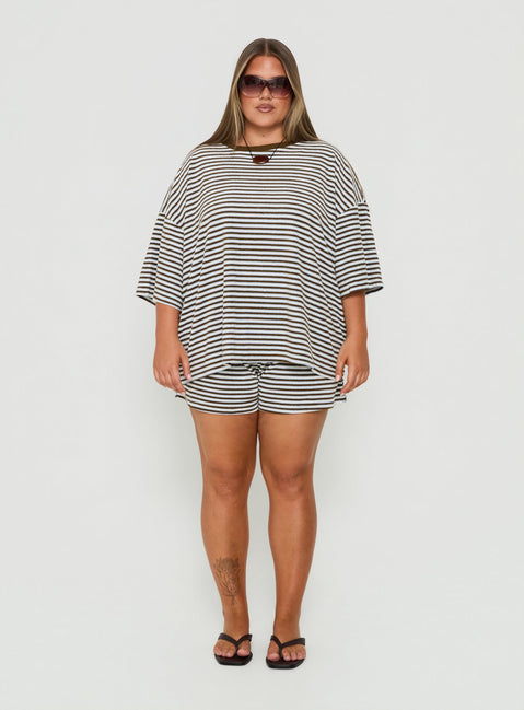 Selvina Terry Towelling Shorts Multi Stripe Curve