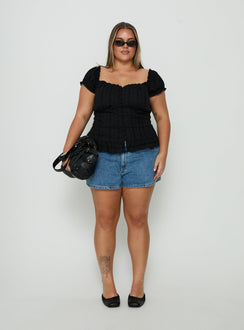 Suiter Frill Detail Top Black Curve