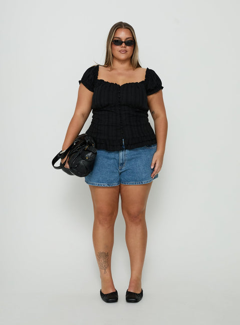 Suiter Frill Detail Top Black Curve