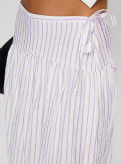 back view of model wearing Princess Polly Antheia Maxi Skirt White Multi Maxi Skirts Skirts 