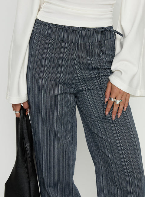 Rush Hours Tie Up Pants Navy High Rise Pants Pants 