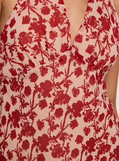 product Princess Polly Neelia Mini Dress Red Floral Petite V-Neck 
