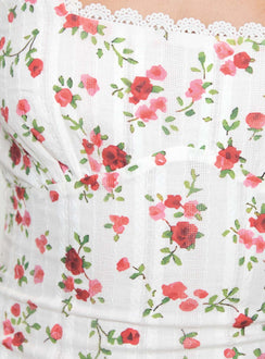 product Princess Polly Dasha Mini Dress White Floral Tall Square Neck 