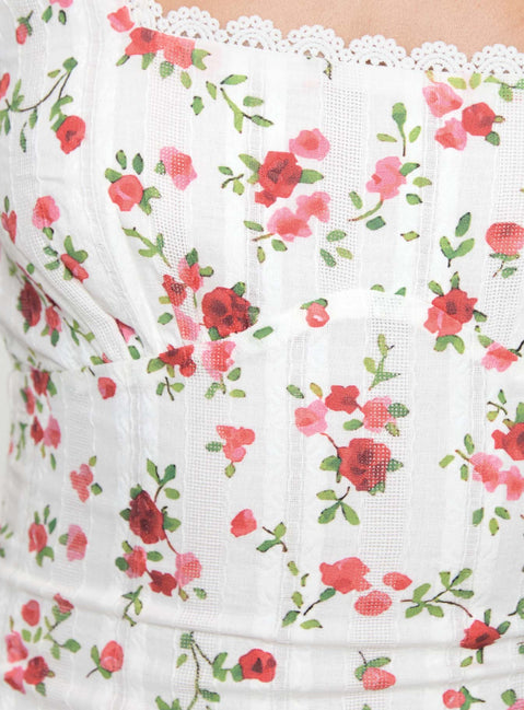 product Princess Polly Dasha Mini Dress White Floral Tall Square Neck 