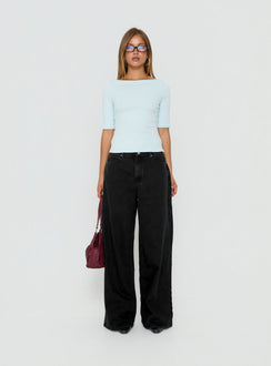 Naylor Mid Rise Wide Leg Jeans Washed Black Tall