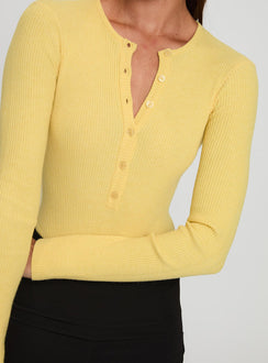 back view of model wearing Princess Polly Kerra Long Sleeve Bodysuit Lemon Long Sleeve Tops Bodysuit 