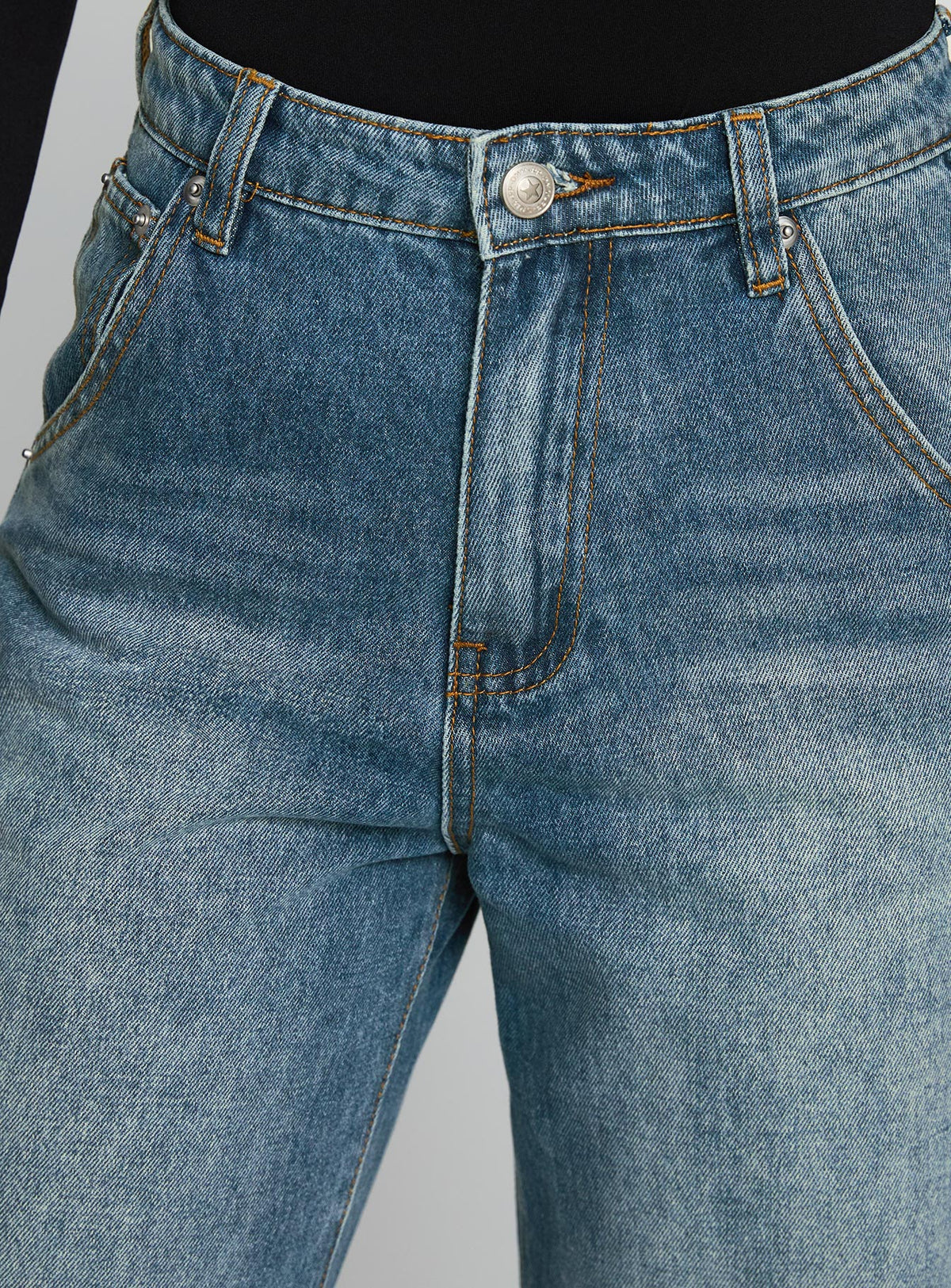 product Princess Polly Sacramento High Rise Straight Leg Jeans Mid Blue Denim High Rise Jeans Jeans 