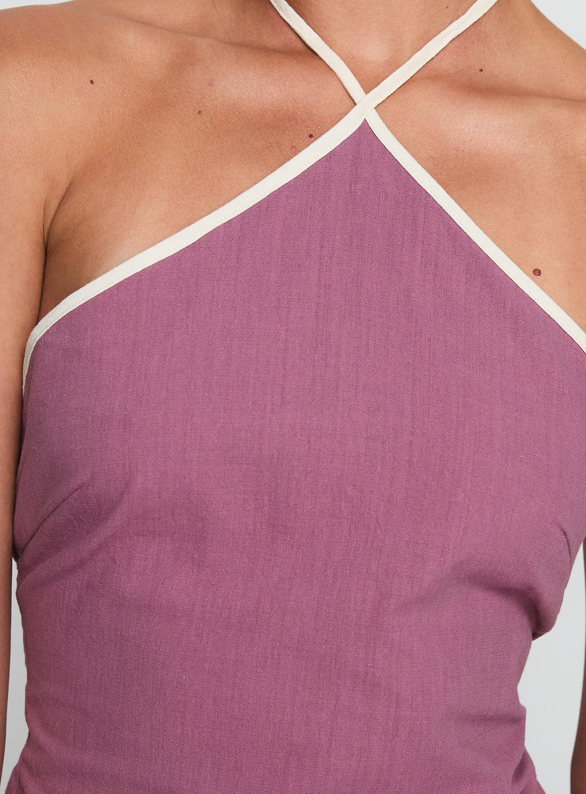 product Princess Polly Carmelah Top Purple / White Sleeveless Asymmetric Neckline 